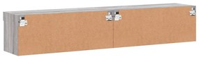 2 db szürke sonoma színű TV-szekrény LED-ekkel 80x30x30 cm