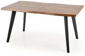 Asztal Houston 717Fekete, Tölgy, 75x90x150cm, Hosszabbíthatóság, Közepes sűrűségű farostlemez, Fém