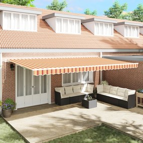Manuális Behúzható Napernyő Narancs és Fehér 600x300 cm