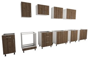 Benita 3 fiókos Alsó konyhaszekrény Bronz Tölgy-Fehér 60x50x80 cm N