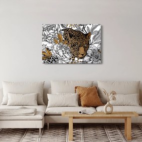 Kép - leopárd a virágok között (90x60 cm)