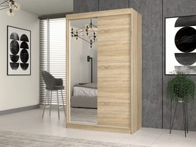 Aldabra IGA 120 A/C tolóajtós gardróbszekrény 120x61x200, 1 tükörrel / díszcsíkos, sonoma