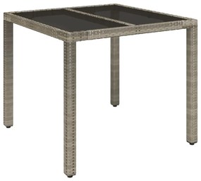 3 részes szürke polyrattan kerti étkezőgarnitúra párnával