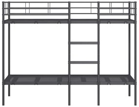 fekete acél emeletes ágy matrac nélkül 75 x 190 cm