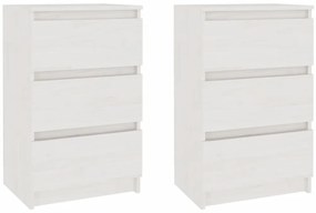 2 db fehér tömör fenyőfa éjjeliszekrény 40 x 29,5 x 64 cm