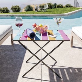 [en.casa] Összecsukható kerti asztal Cavallino 60x40x57 cm többszínű