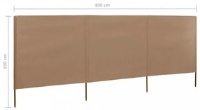 tópszínű szövet 3-paneles szélfogó 400 x 160 cm