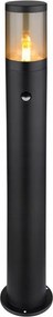 Kültéri lámpa fekete kerek kerti oszlop érzékelővel Xeloo 32016BSS
