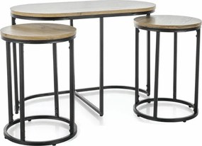 Konferenciasztal TWIXE kis asztalkákkal 75x40 cm, fekete/tölgy artisan dekorációval