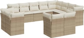 vidaXL 12 részes bézs polyrattan kerti ülőgarnitúra párnákkal
