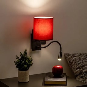 Brilagi-LED Fali lámpa NUBILA 1xE27/25W/230V+LED/3W fekete/Pompeiai piros