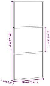 fehér edzett üveg és alumínium tolóajtó 90 x 205 cm