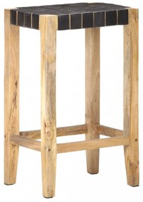 2 db fekete valódi bőr bárszék 75 cm