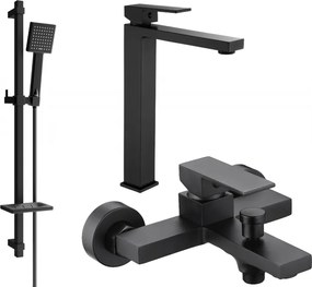 Mexen Uno DQ45 fürdőkád csomag, fekete - 71413DQ45-70