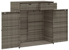szürke polyrattan kerti tárolószekrény 105 x 55 x 113 cm