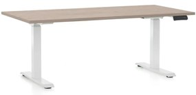 Állítható magasságú asztal OfficeTech D, 160 x 80 cm, fehér alap, tölgy