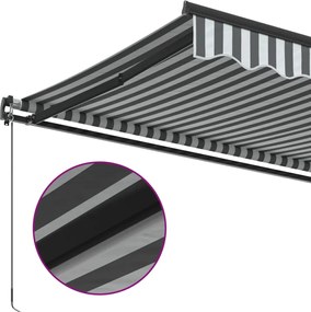 Antracitszürke és fehér kézzel kihúzható napellenző 450x350 cm