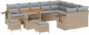 vidaXL Kerti Kanapé Szett 12 pcs Bézs polirattan
