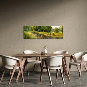 Kép - folyó az erdőnél, olajfestmény (órával) (90x30 cm)