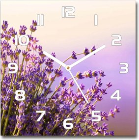 Üveg falióra szögletes Levendula 30x30 cm