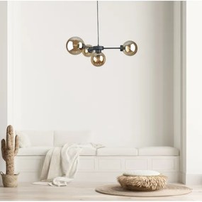 Csillár zsinóron KALIOPE II 4xE14/50W/230V fekete/füstös bézs