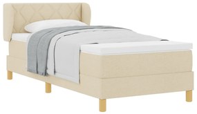 Boxspring Ágy Matrac Szetben Krém, 90x200 cm, Szövet