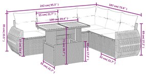 7 részes bézs polyrattan kerti ülőgarnitúra párnákkal