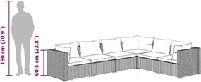 6 részes szürke polyrattan kerti ülőgarnitúra párnákkal