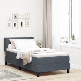 Boxspring Ágy Matracra Sötétszürke 90x200 cm Bársony