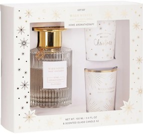 Aroma ajándék szett Warm Winter, Cozy Flannelillat, diffúzor + 2x gyertya