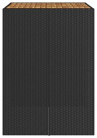 fekete polyrattan kerti bárasztal akácfa lappal 105x80x110 cm