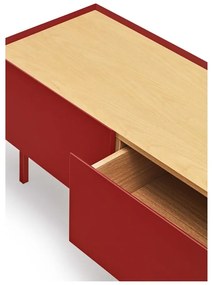 Piros TV-állvány tölgyfa dekorral 180x45 cm Arista – Teulat