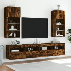 2 db füstös tölgy színű TV-szekrény LED-ekkel 40,5 x 30 x 90 cm