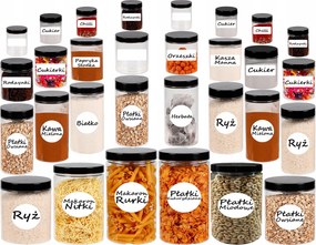 Ételtároló edények befőttes üveg konyhai szett 30 db címkék