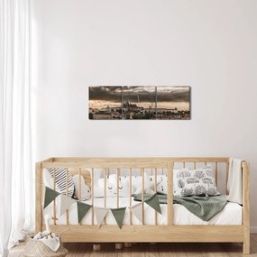 Kép - felhős Prága (órával) (90x30 cm)