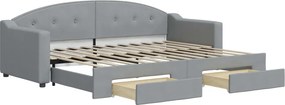vidaXL világosszürke kihúzható szövet heverő fiókokkal 80 x 200 cm