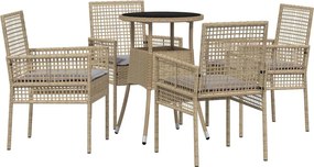 vidaXL Kert étkező szett 5 pcs Bézs polirattan