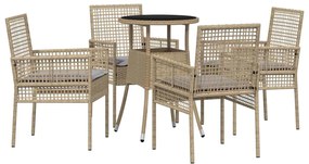 vidaXL Kert étkező szett 5 pcs Bézs polirattan