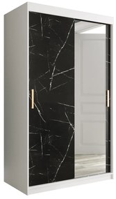 Ruhásszekrény 120 cm Marbelo T2 (matt fehér + fekete márvány). 1064587