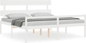 Fehér tömör fa ágy időseknek fejtámlával Super King Size