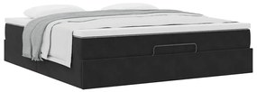 Ottomán ágykeret matracokkal Fekete 200x200cm bársony