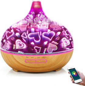 Bot Smart aroma diffúzor B11 400ml világos fa és Led szív