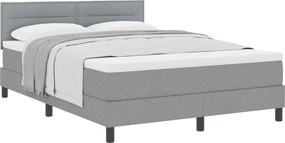 vidaXL Boxrugós ágy matracmal Világosszürke 140 x 190 cm szövet
