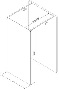 Mexen Kioto, Walk-In zuhany paraván 105 x 200 cm, 8 mm átlátszó üveg, grafit profil, 800-105-002-95-00