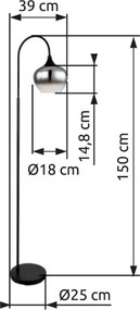Globo 15548S - Állólámpa MAXY 1xE27/40W/230V fekete/füstös