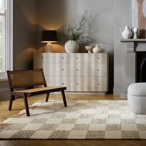 Krémszínű-natúr színű kézi szövésű gyapjúkeverék szőnyeg 200x300 cm Eric Checkboard – Flair Rugs