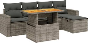 vidaXL 6 részes szürke polyrattan kerti ülőgarnitúra párnákkal