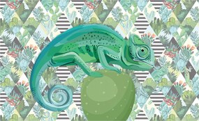 Flizelin fotótapéta Kaméleon és kaktuszok Egzotika otthonra 350x250 +ragasztó