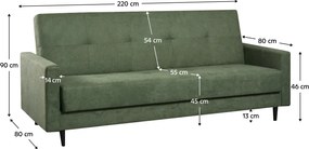 Kihúzható heverő, zöld, VALDO