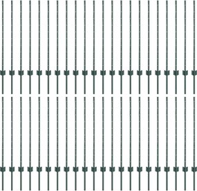 vidaXL Kerítésoszlop 44 pcs Zöld 140 cm Acél